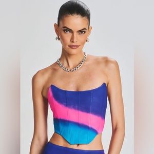 NWT RETROFETE Retrofête Branca Leather Corset Top Size S Small Purple Pink zip